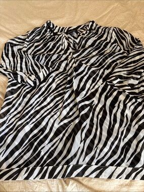 Evan-Picobe Black and White Zebra Print sheer Women's Top